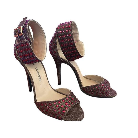 NWT Chinese Laundry Women's Pink Jovial Glitz Fabric Rhinestone Heel Size 8.5 - Picture 9 of 12